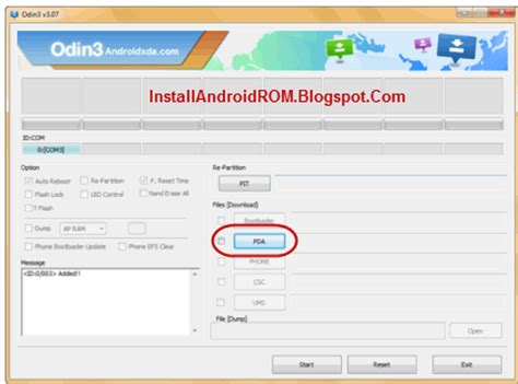 pda tab in odin.